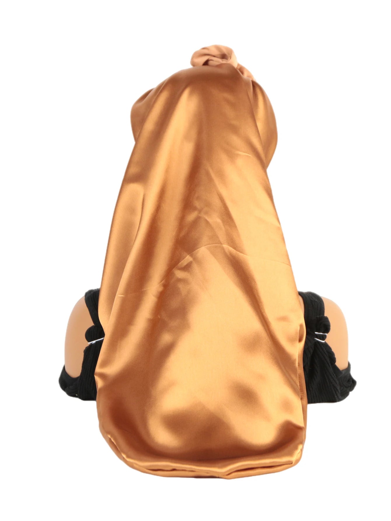 Women's Long Oversized Elastic Satin Bonnet Sleeping Cap with Ribbon - Breathable Turban Sleep Headwear Bandanas