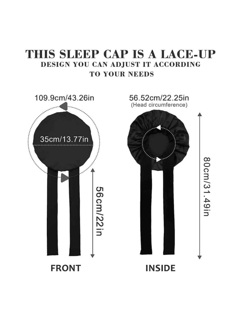 Luxurious Satin Sleeping Hat with Adjustable Stretchy Tie Band - Perfect Night Shower Cap for Women